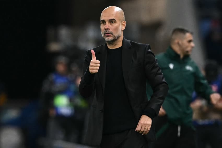 Pep Guardiola em Slovan Bratislava x Manchester City pela Champions League