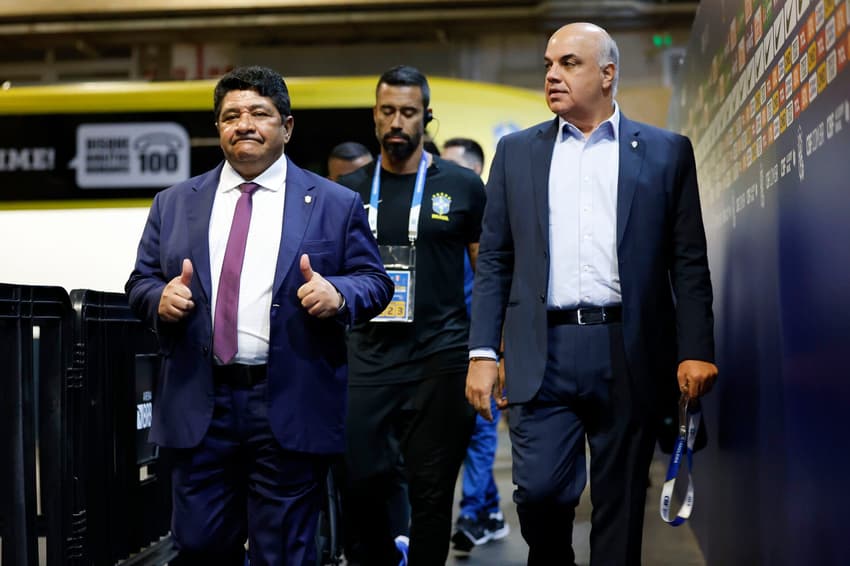 Presidente da CBF, Ednaldo Rodrigues em sua chegada no Mané Garrincha para o jogo entre Brasil e Peru