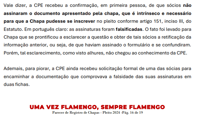 Parecer Comissão Permanente Eleitoral Flamengo