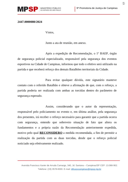 São Paulo x Vasco - Ministério Público