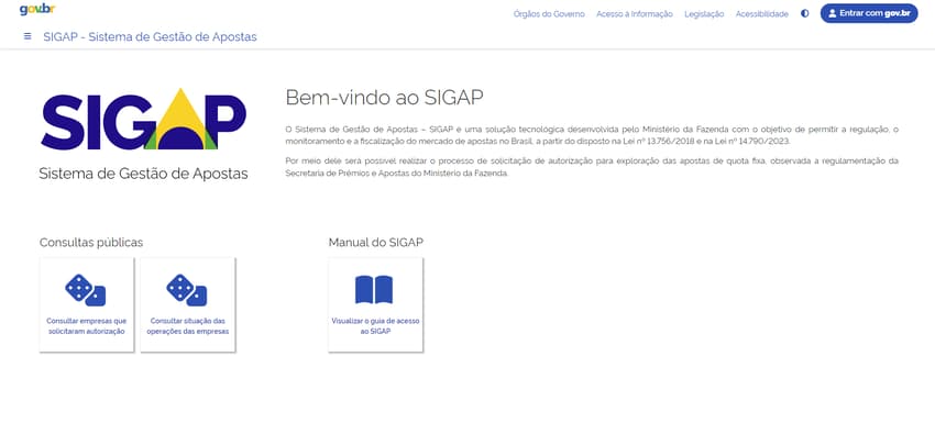 No site do Sigap, jogadores conseguem checar a lista de casas de apostas que pediram licença para operar no Brasil