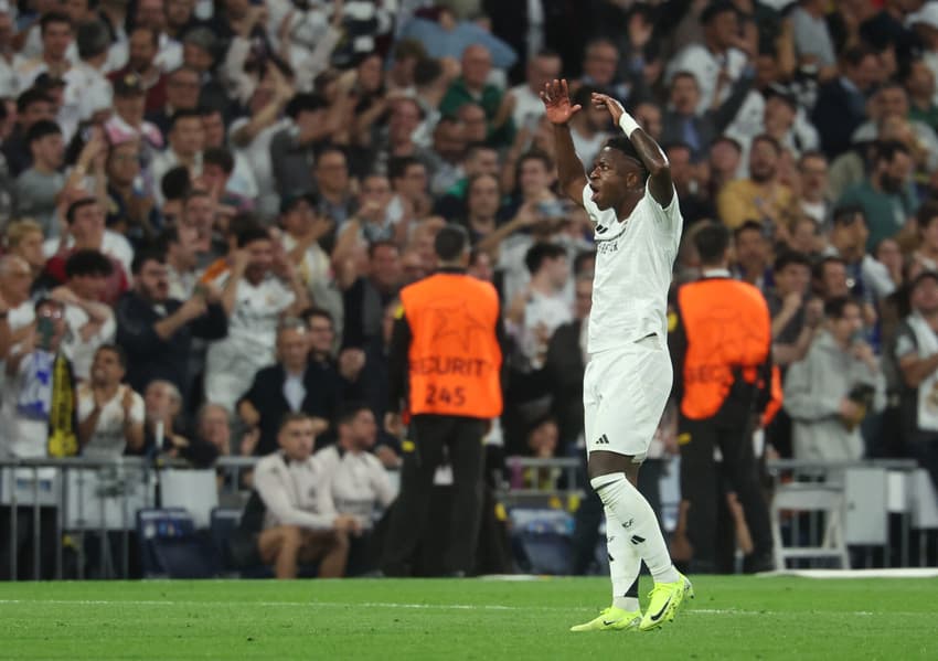 Vini Jr. foi destaque na vitória do Real Madrid contra o Borussia Dortmund (Foto: Thomas Coex/AFP)