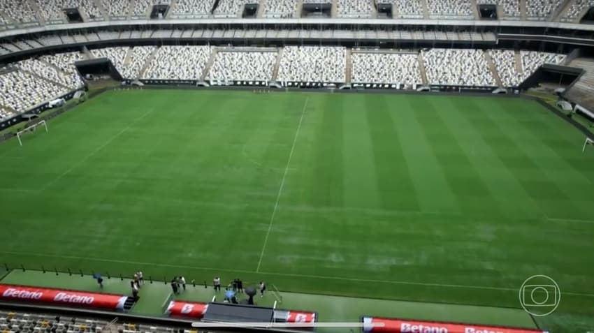 Gramado da Arena MRV na véspera da decisão contra o Flamengo, pela Copa do Brasil (Foto: Divulgação/Redes Sociais)