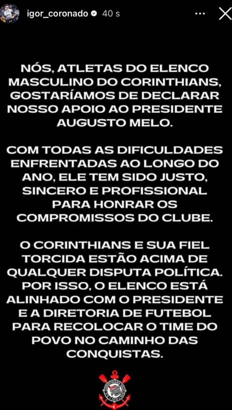 Igor Coronodo declara apoio a Augusto Melo