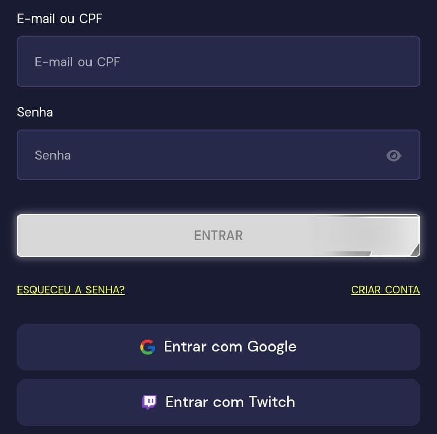 Captura de tela de como entrar na conta da Bet7K pelo app.