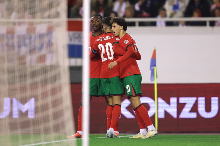 João Félix comemora gol de Portugal contra a Croácia, pela Liga das Nações da Uefa (Foto: Damir Sencar/AFP)