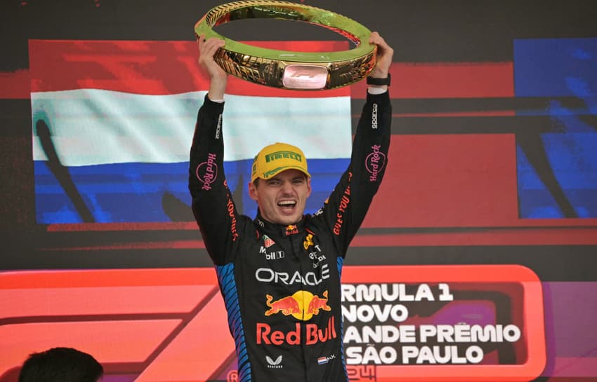 AUTO-PRIX-F1-BRA-RACE-PODIUM Max Verstappen