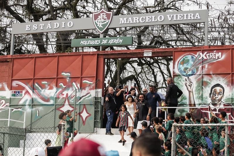 Ex-jogador do Fluminense, Marcelo em sua chegada no Estádio Marcelo Vieira, em Xerém