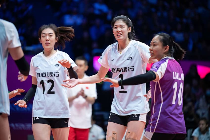 Jogadoras do Tianjin Bohai Bank - Mundial de Clubes de vôlei feminino