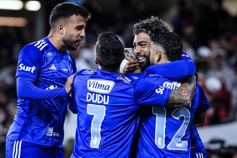 Jogadores do Cruzeiro comemoram gol contra o São Paulo, em Orlando (Gustavo Aleixo/Cruzeiro)