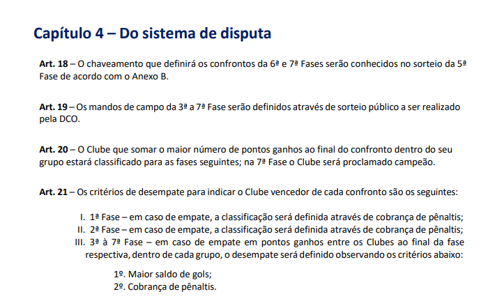 Regulamento da Copa do Brasil 2025 (reprodução CBF)