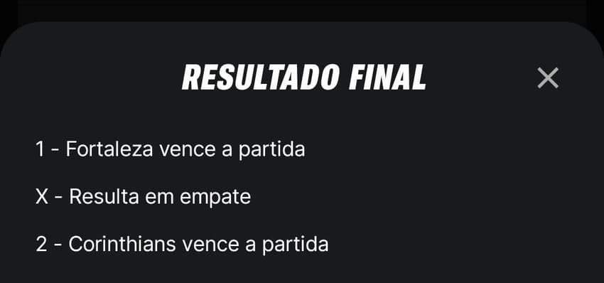 Captura de tela da explicação do mercado 1x2 aposta em futebol