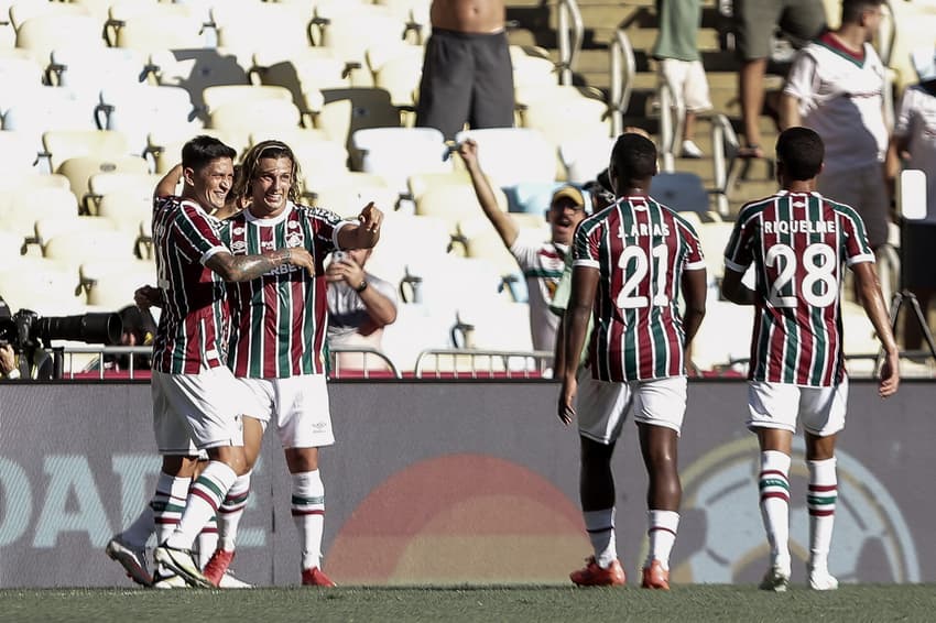 Canobbio celebra primeiro gol marcado com a camisa do Fluminense sobre o Nova Iguaçu