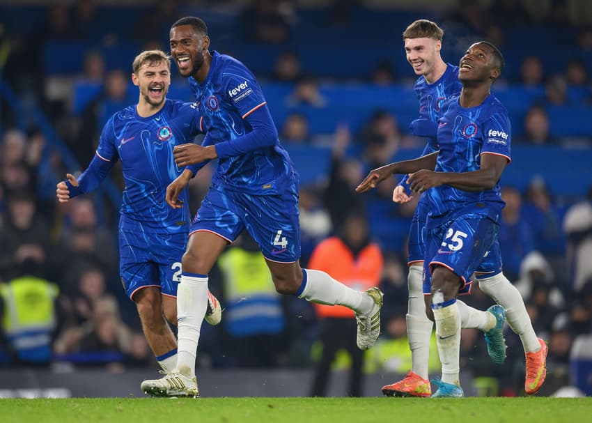 London, UK. 20th Jan, 2025. Chelsea v Wolverhampton Wanderers &#8211; Premier League &#8211; Stamford Bridge. Tosin Adarabioyo celebrates scoring his goal. Picture Credit: Mark Pain / Alamy Live News