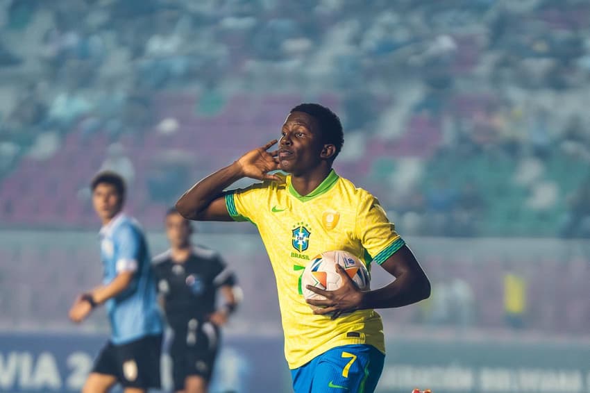 Ruan Pablo comemora gol pelo Brasil no Sul-Americano Sub-17 (Foto: Fábio Souza/CBF)