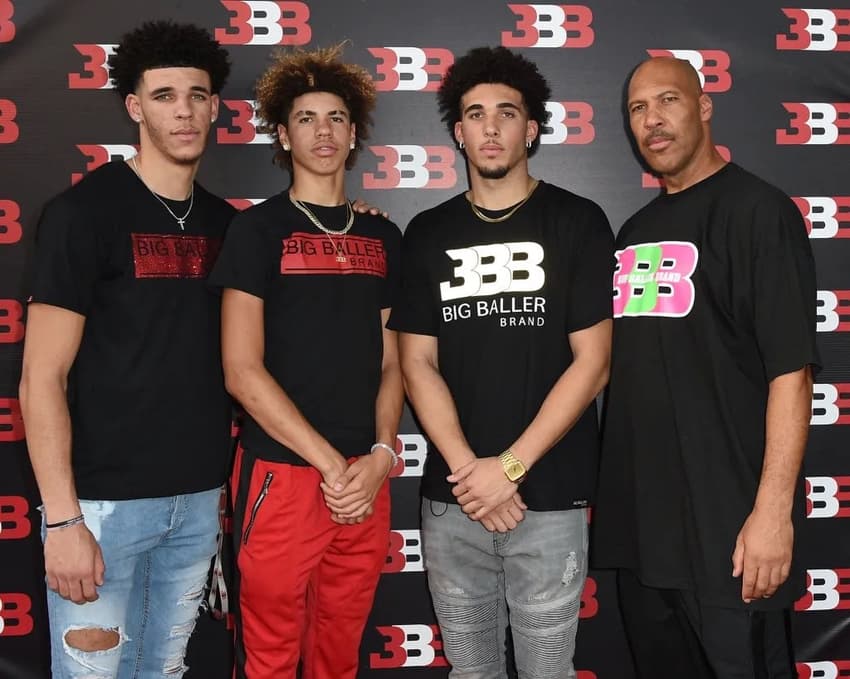 Lonzo, LaMelo, LiAngelo e LaVar Ball (Reprodução/X)