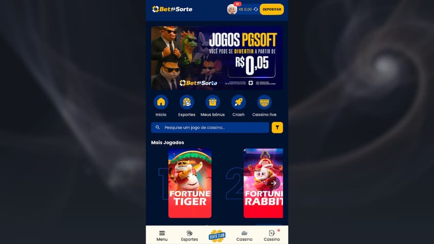 Captura de tela mostra a aposta mínima de R$0,05 na Bet dá Sorte.