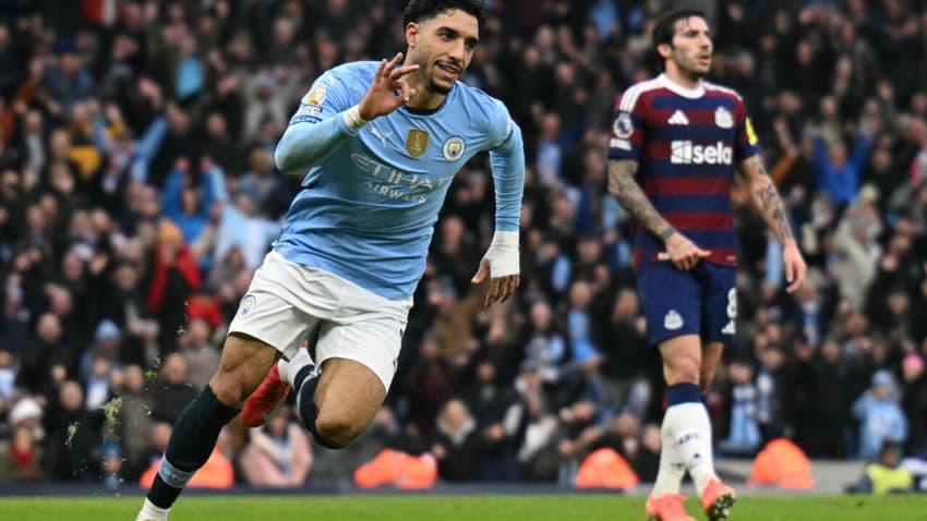 Omar Marmoush marcou um hat-trick na vitória por 4 a 0 do City contra o Newcastle (Foto: Oli Scarff/AFP)