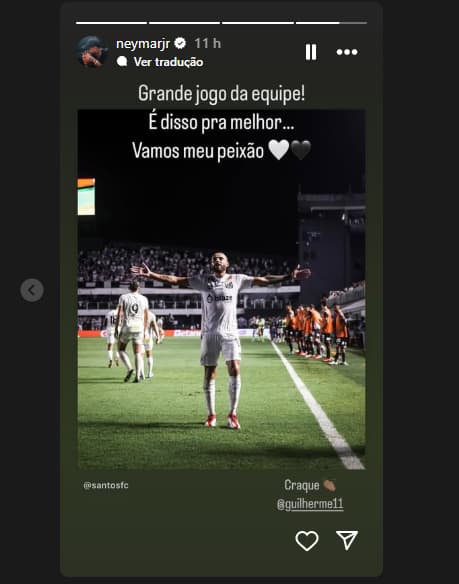 Neymar elogia Guilherme em post nas redes sociais