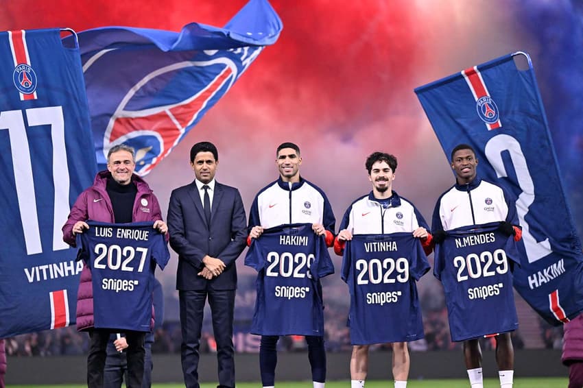 PSG - Luis Enrique, Vitinha, Nuno Mendes e Hakimi