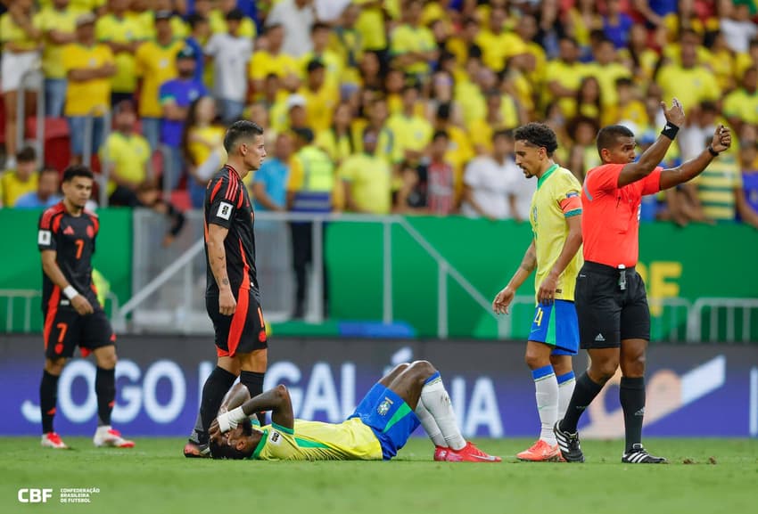 Gerson, do Flamengo, durante a partida contra a Colômbia (Foto: Rafael Ribeiro/CBF)