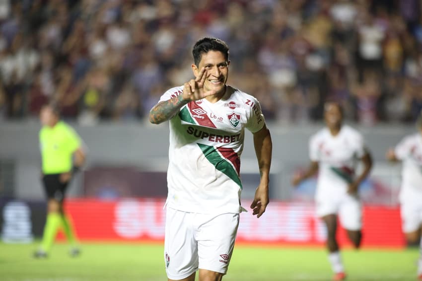 Germán Cano celebra gol marcado pelo Fluminense contra o Caxias