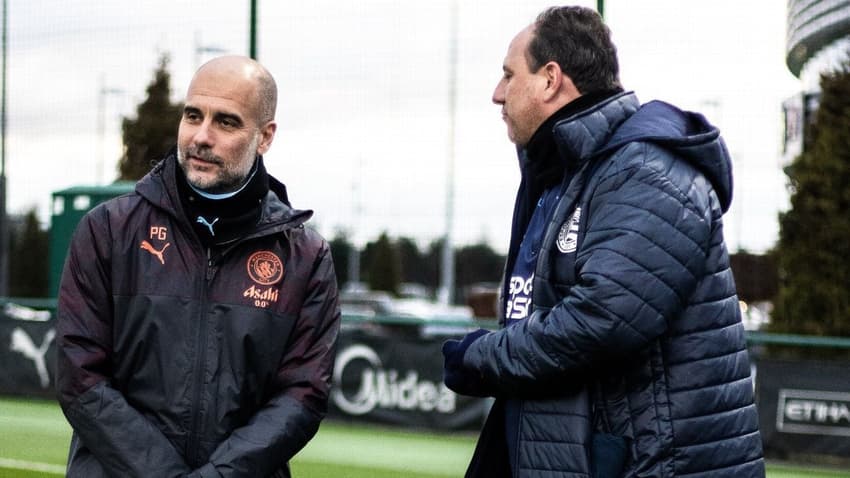 Pep Guardiola, do Manchester City, e Rogério Ceni, do Bahia