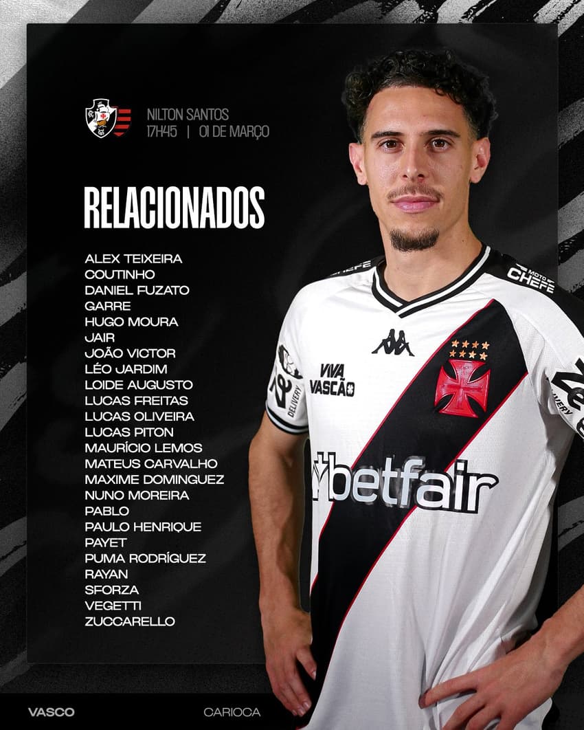 Relacionados do Vasco para a semifinal do Carioca