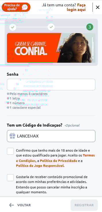 Cadastro na Betano com código indicação LANCEMAX