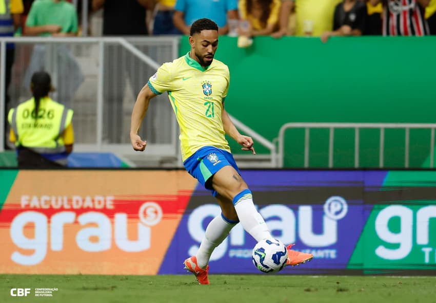 Matheus Cunha entrou no segundo tempo do jogo da Seleção com a Colômbia