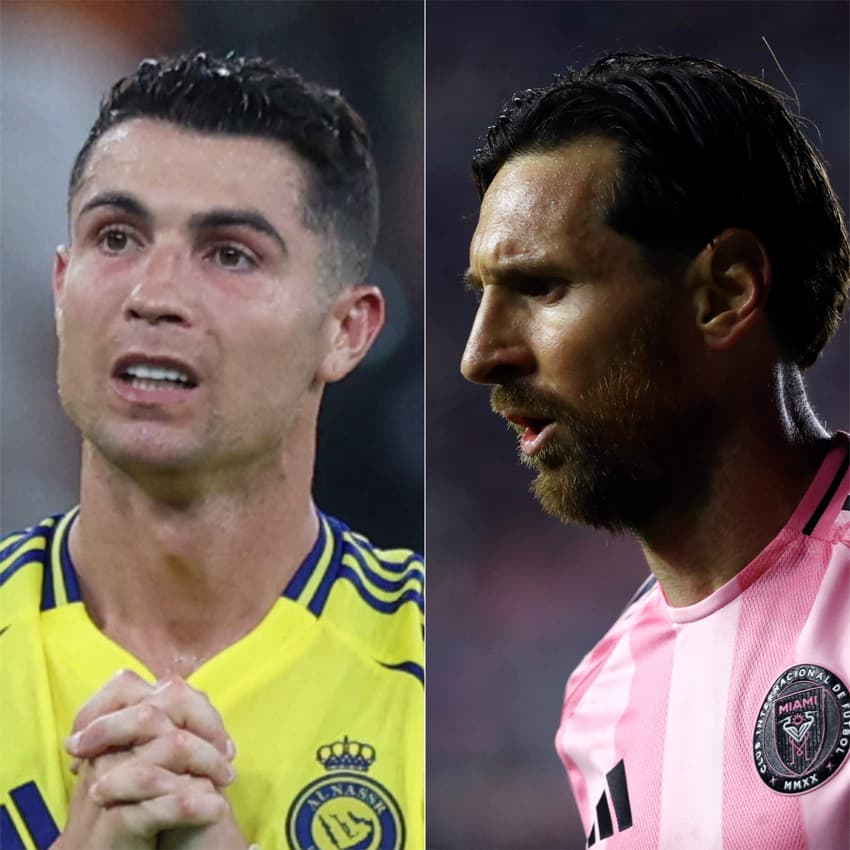 Cristiano Ronaldo e Messi em ação por Al-Nassr e Inter Miami (Foto: AFP)