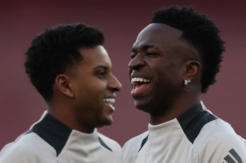 Rodrygo e Vini Jr juntos em treino do Real Madrid