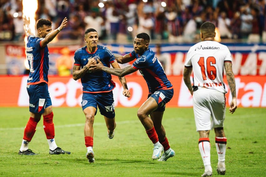 Luciano Juba comemora gol contra o Vitória pelo Brasileirão 2024 Foto: Letícia Martins / EC Bahia