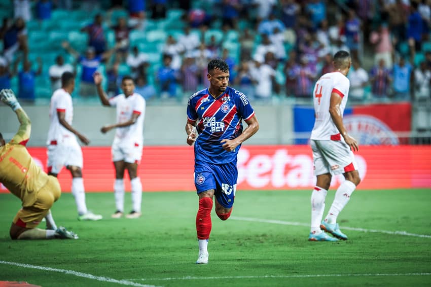 Lucho Rodríguez comemora gol contra o América-RN Foto: Rafael Rodrigues / EC Bahia