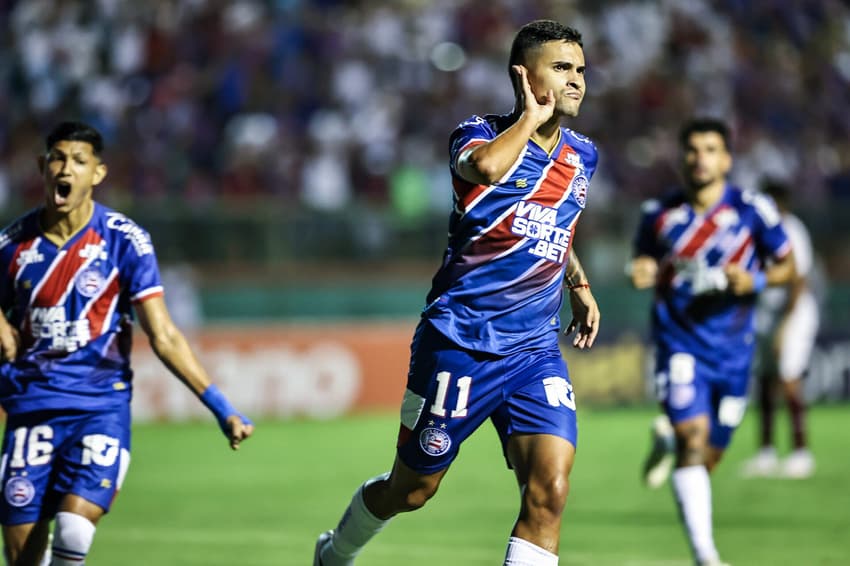 Nestor comemora seu único gol pelo Bahia, contra a Jacuipense Foto: Letícia Martins / EC Bahia