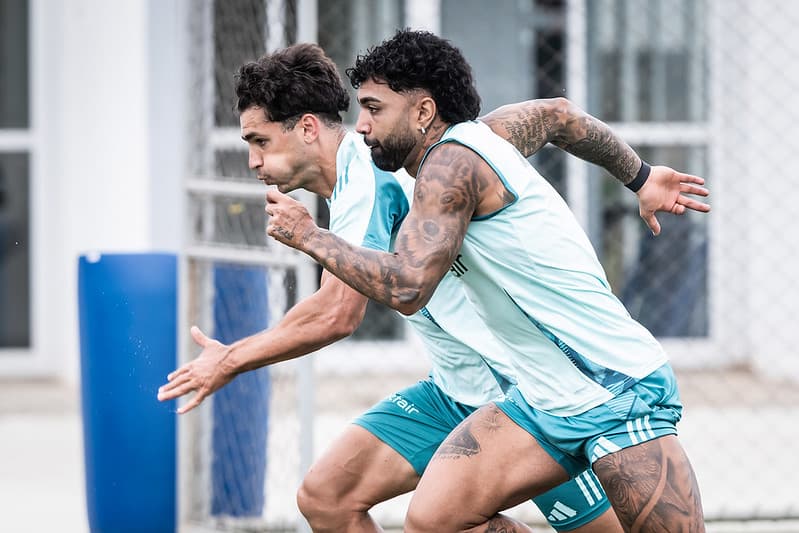 Atacantes Gabigol e Dinenno em treino do Cruzeiro (Foto: Gustavo Aleixo/Cruzeiro)