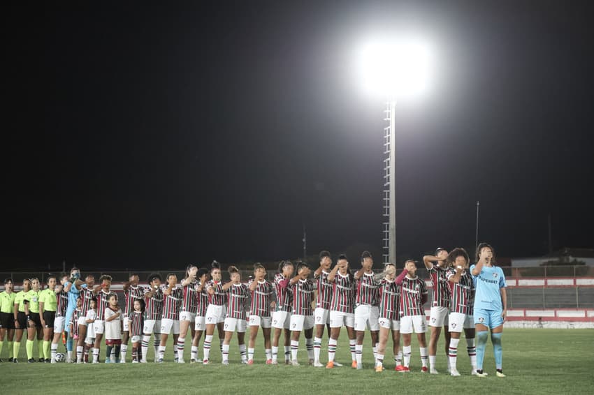 Protesto do Fluminense contra Rejane Caetano no Brasileirão feminino 11ª Rodada do Campeonato Brasileiro Feminino de Futebol 2025. (Foto: Marcelo Gonçalves/Fluminense)