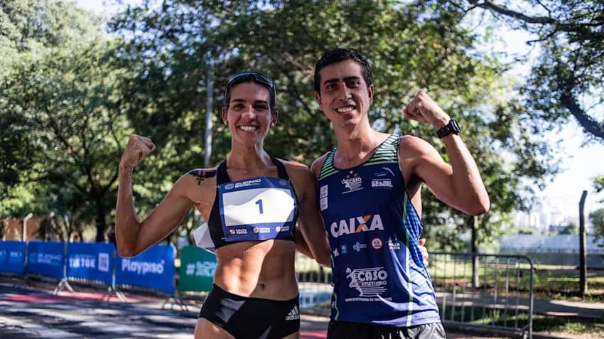 Caio Bonfim e Viviane Lyra representam o Brasil no Circuito Mundial de Varsóvia (Foto: Gustavo Alves/ CBAt)