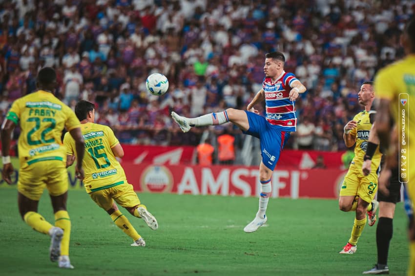 Partida entre Fortaleza e Atlético Bucaramanga, pela Copa Libertadores (Foto: Mateus Lotif/Fortaleza EC)
