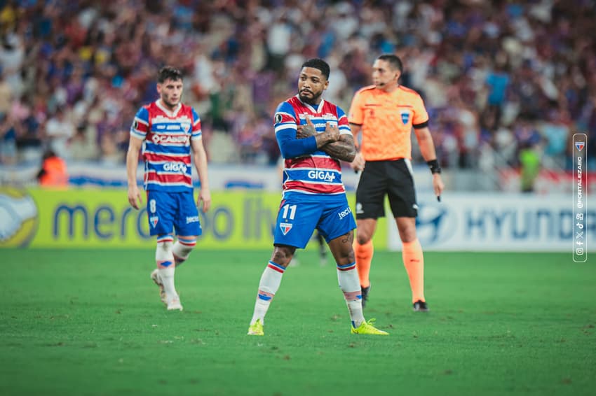 Marinho comemora gol na partida entre Fortaleza e Colo-Colo, pela Libertadores 2025 (Foto: Mateus Lotif/Fortaleza EC)