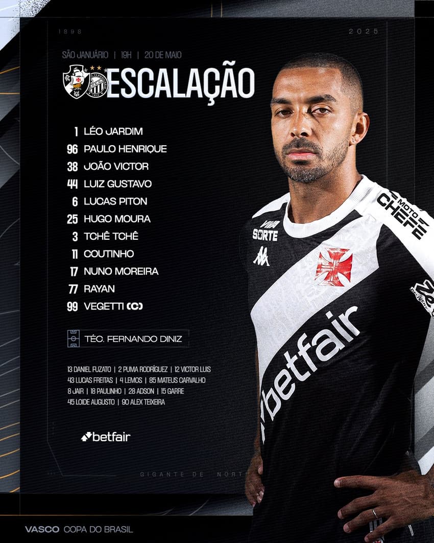 Vasco x Operário - escalação