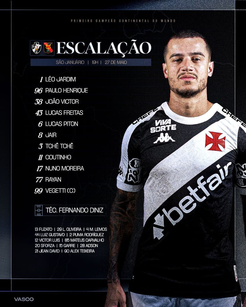 Vasco x Melgar - escalação