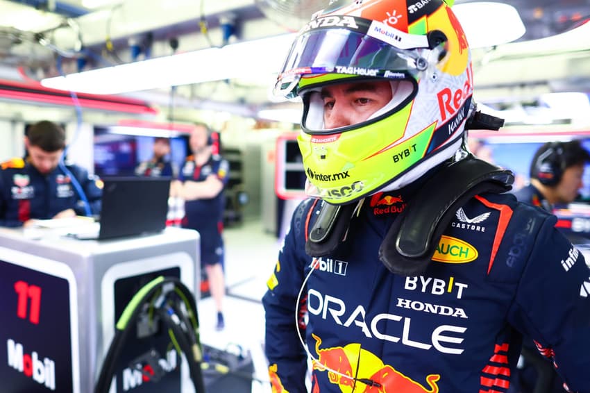 BAHRAIN, BAHRAIN - FEBRUARY 24: Sergio Perez of Mexico and Oracle Red Bull Racing prepares to drive in the garage during day two of F1 Testing at Bahrain International Circuit on February 24, 2023 in Bahrain, Bahrain. (Photo by Mark Thompson/Getty Images) // Getty Images / Red Bull Content Pool // SI202302240047 // Usage for editorial use only //