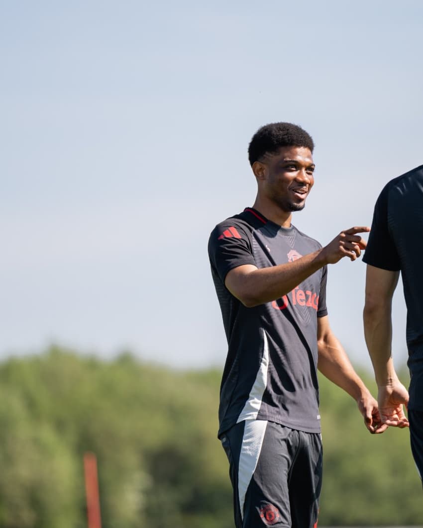 Amad Diallo em treino do Manchester United