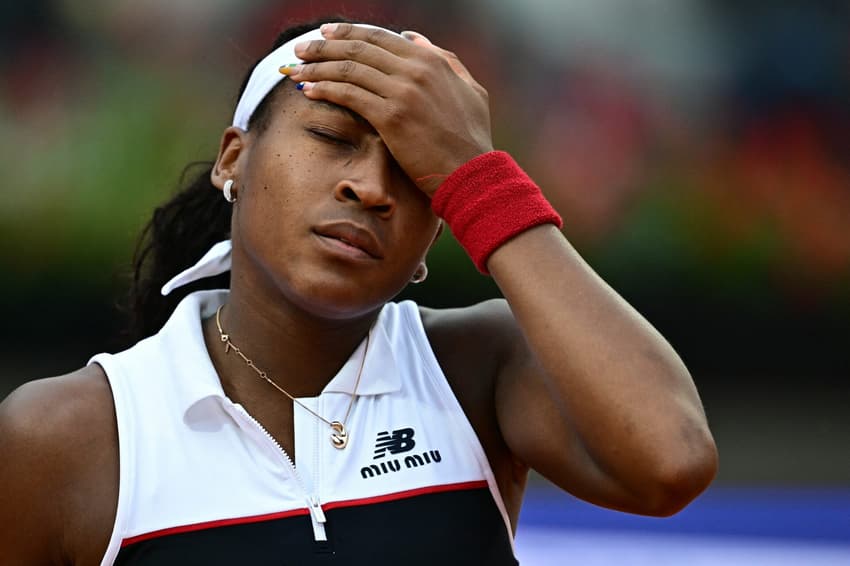 Coco Gauff em derrota contra Paolini na final do Masters 1000 de Roma (Foto: Tiziana FABI / AFP)