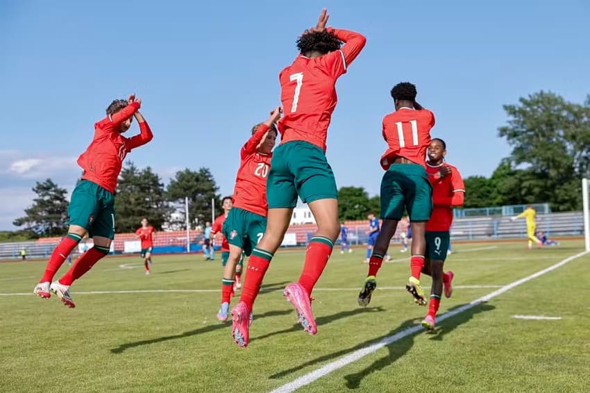 Cristiano Ronaldo Júnior comemorando gol pela seleção de Portugal