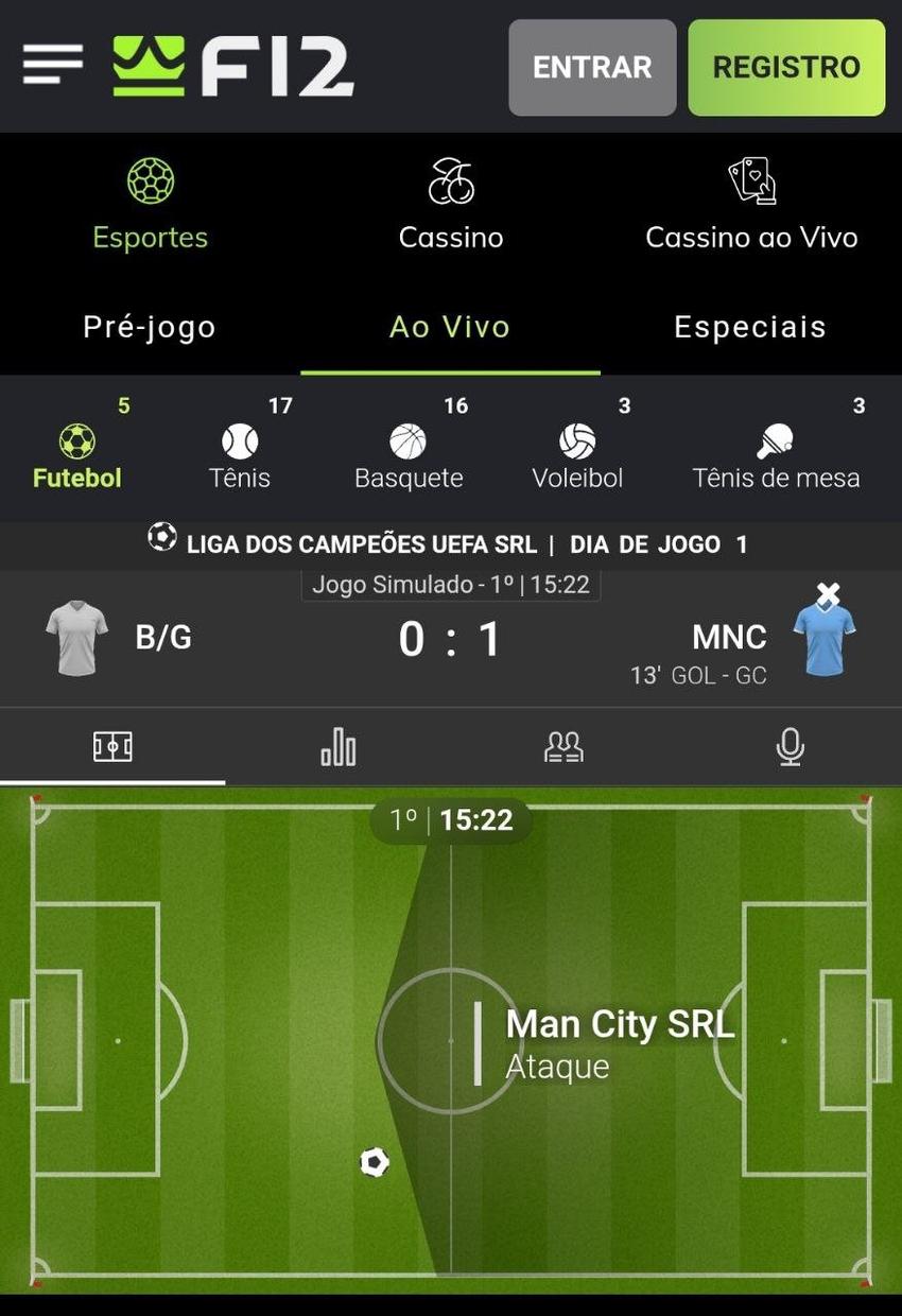 Campinho com lances em tempo real na F12 Bet