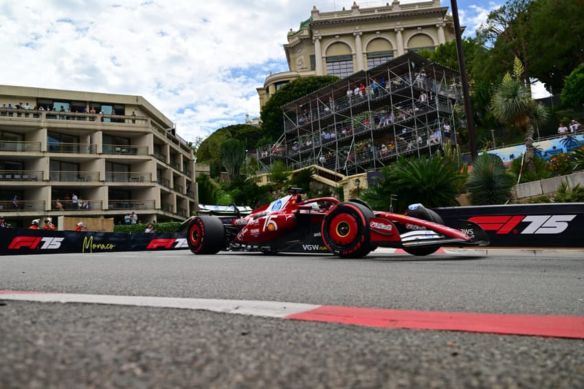 Ferrari's Monegasque driver Charles Leclerc drives during the first practice session for the Formula One Monaco Grand Prix at the Circuit de Monaco, on May 23, 2025, two days ahead of the race. (Photo by Andrej ISAKOVIC / AFP)