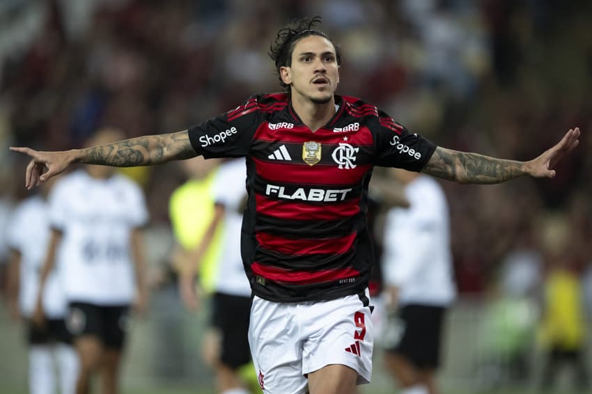Pedro comemora gol no jogo do Flamengo contra o Botafogo-PB pela Copa do Brasil