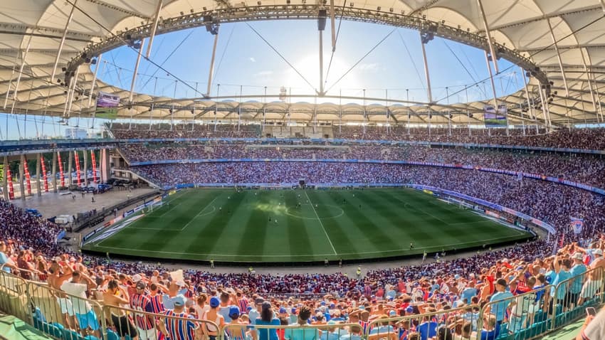 Torcida do Bahia lota Arena Fonte Nova para final do Baianão 2023 (Foto: San Júnior / Divulgação)